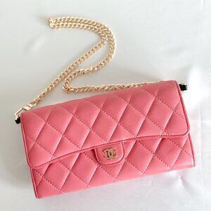 Chanel Classic Flap Wallet Pink Leather